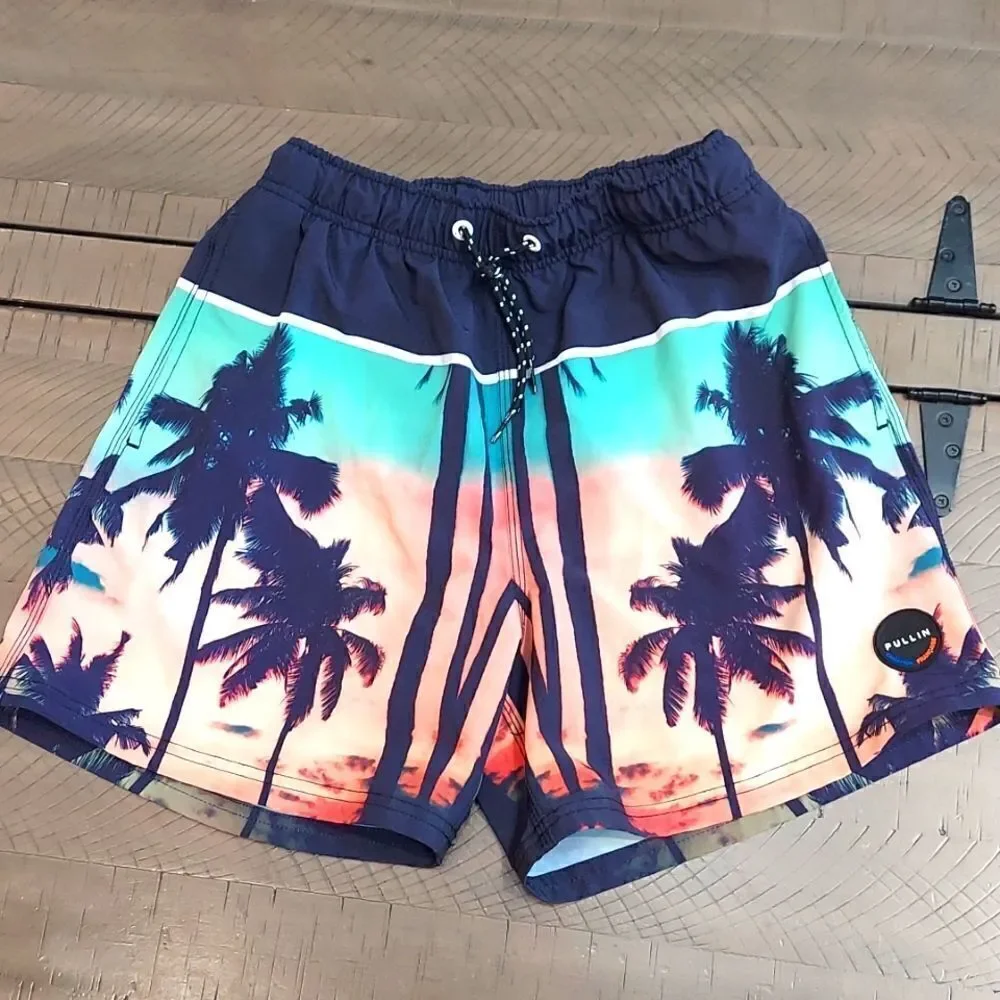 Pullin Men’s Short Jam Palm Tree Swim Trunks M